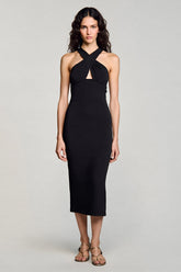 Etui Neckholder Cut Out Schwarzes Langes Ballkleid